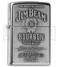 Zippo Lighter Jim Beam Pewter Emblem - High Polish Chrome