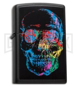 Zippo Lighter Colorful Zippo Skull - Black Matte