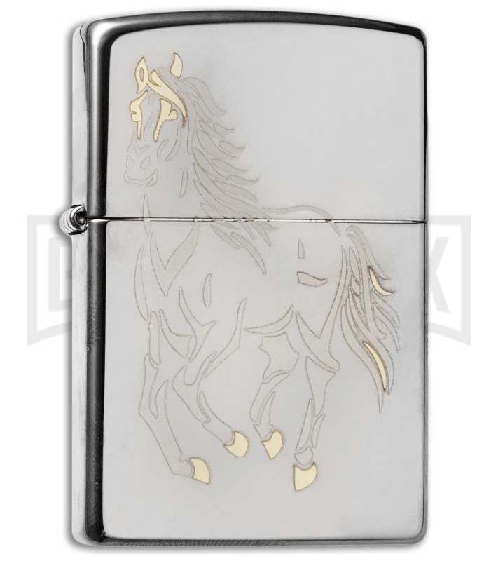 Zippo Lighter Running Horse - Black Ice 3 Zippo Lighter Running Horse - Black Ice